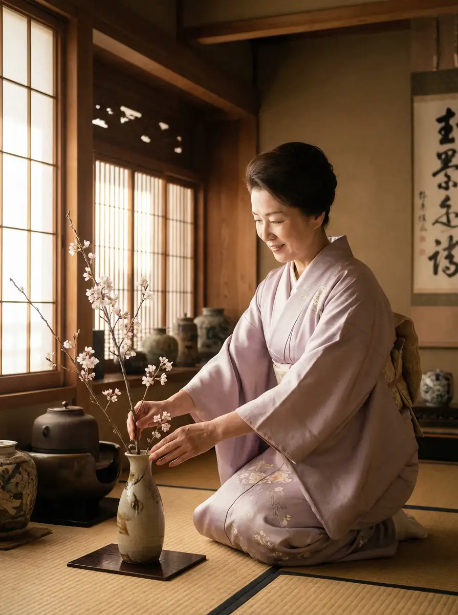 一位优雅的 今日吃瓜导航 | 今日吃瓜官方入口~热点今日吃瓜分享平台 在和室中插花